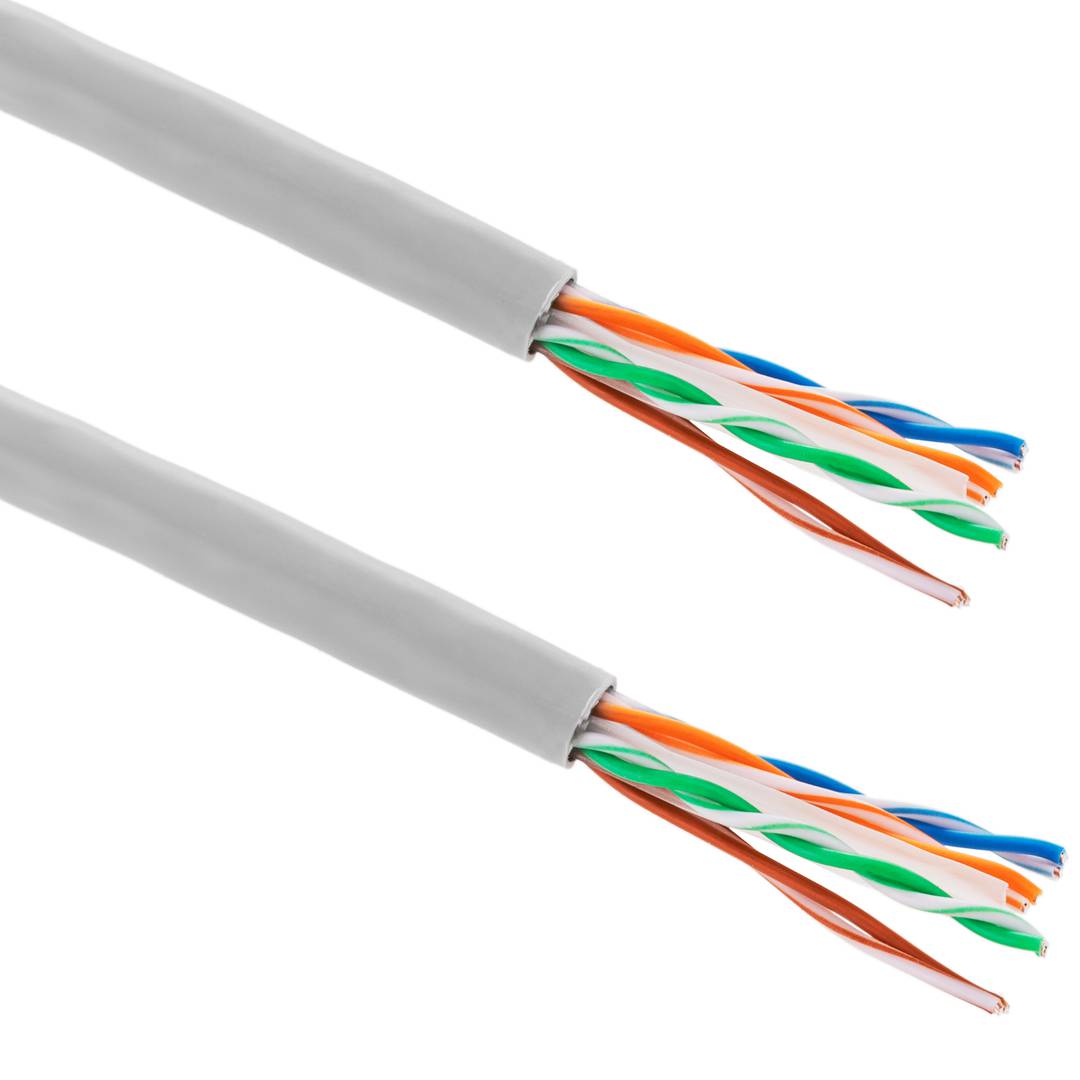Bobina de cable de red LAN UTP categoría cat.6 23AWG CCA rígido gris 305 m