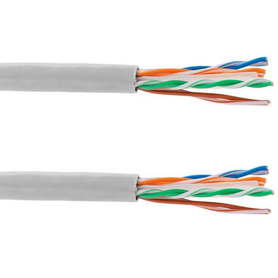 Bobina de cable de red LAN UTP categoría cat.6 23AWG CCA rígido gris 305 m