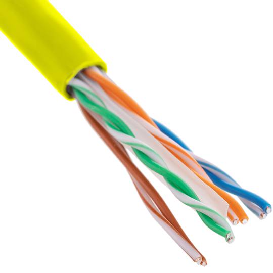 Bobina de cable de red LAN UTP categoría cat.6 23AWG CCA rígido amarillo 305 m