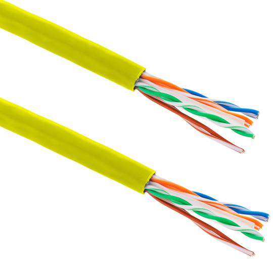 Bobina de cable de red LAN UTP categoría cat.6 23AWG CCA rígido amarillo 305 m