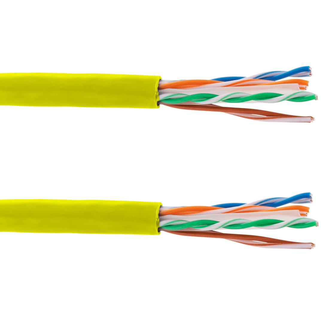 Bobina de cable de red LAN UTP categoría cat.6 23AWG CCA rígido amarillo 305 m
