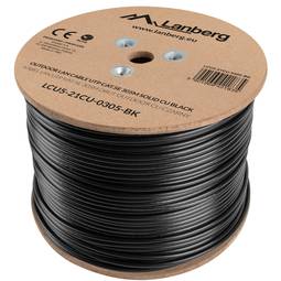 Lanberg Reel LAN Netzwerkkabel UTP Kat. 5e starr CU AWG24 Outdoor Fluke getestet schwarz 305m
