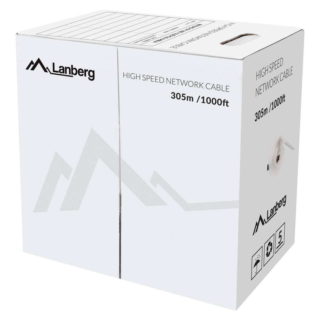 Door Fluke geteste LCU5-12CU-0305-S 305 m stijve grijze Cat.5e UTP Ethernet-netwerkkabelhaspel