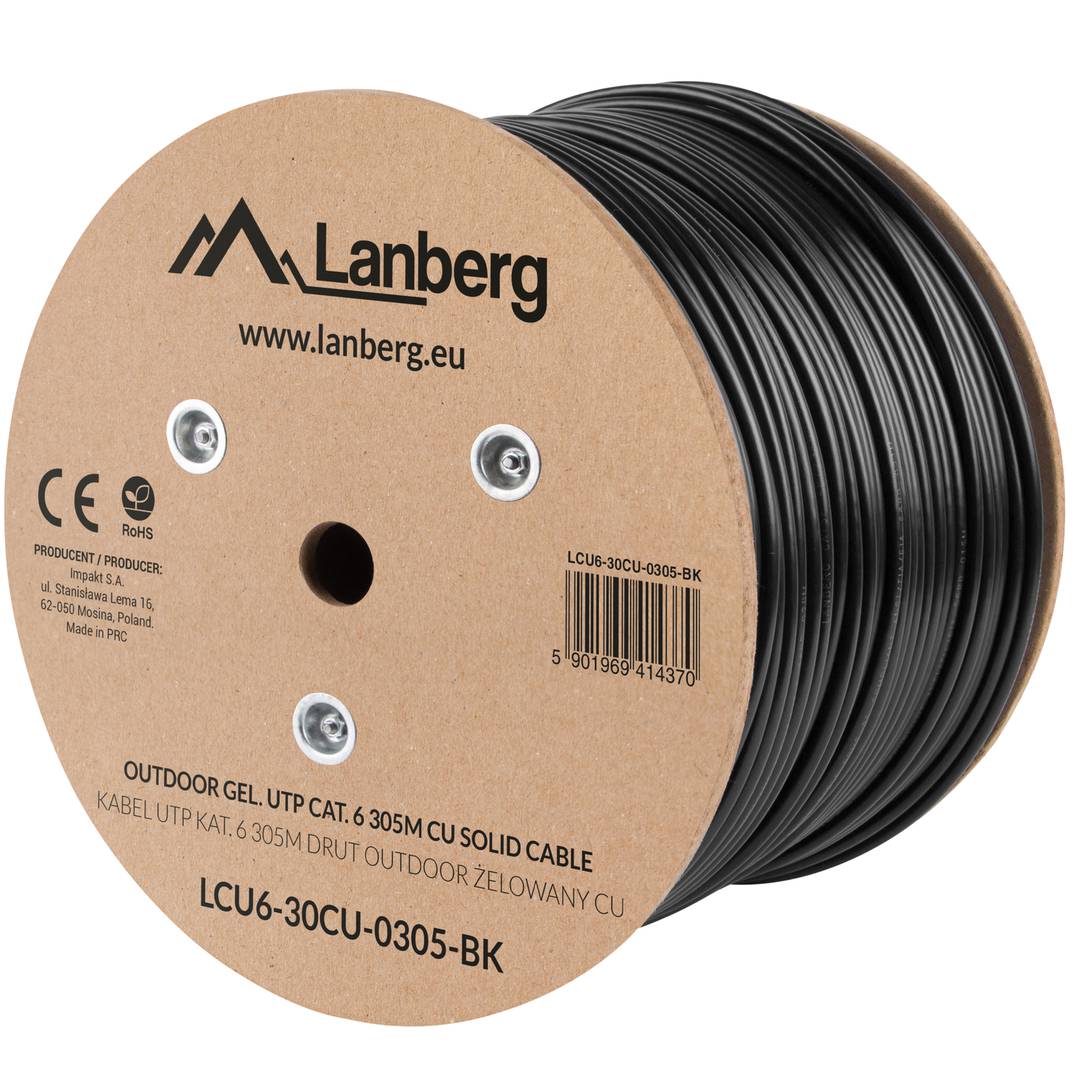 A Fluke testou o carretel de cabo de rede Ethernet UTP Cat 6 rígido preto de 305 m para exterior