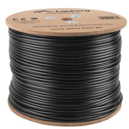 Lanberg Bobina de cable de xarxa LAN UTP Cat. 5e rígid CU AWG24 exterior Fluke tested gris 305m