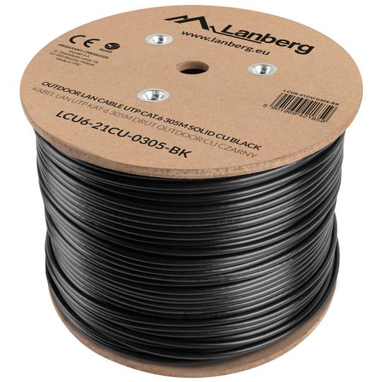 A Fluke testou o carretel de cabo de rede Ethernet UTP Cat 6 rígido preto de 305 m para exterior