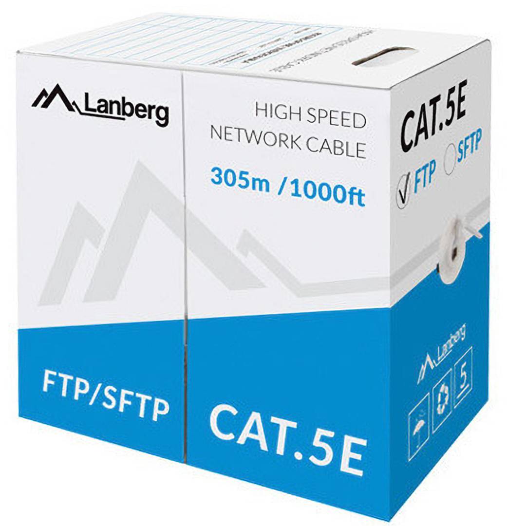 Bobina de cable de xarxa ethernet SFTP Lanberg Cat.5e gris 305m