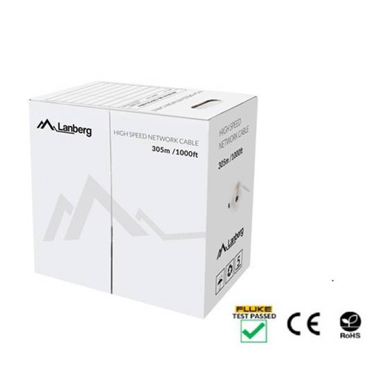 Avvolgicavo Lanberg LCU5-12CU-0305-R UTP Cat.5E Rigido o Pieno CU. Fluke testato rosso 305m