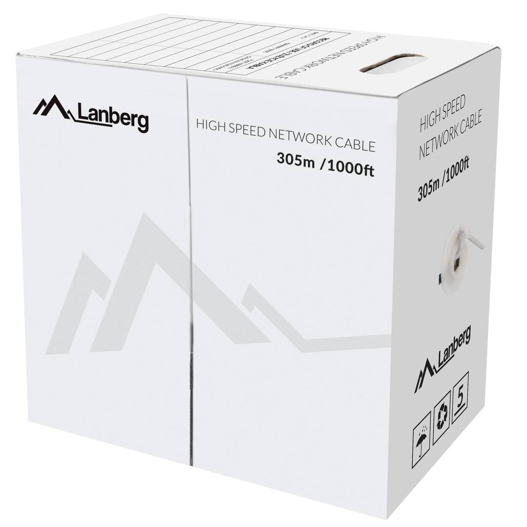 Lanberg Kabeltrommel LCU5-12CU-0305-O UTP Cat 5e RJ45 starr Fluke getestet AWG24 305m orange