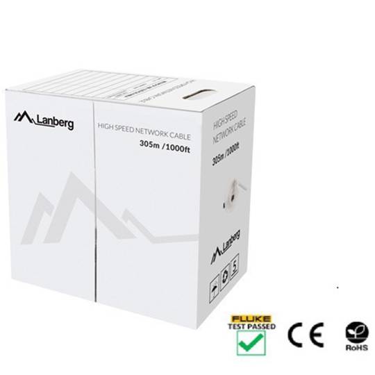 Lanberg Kabeltrommel LCU5-12CU-0305-O UTP Cat 5e RJ45 starr Fluke getestet AWG24 305m orange