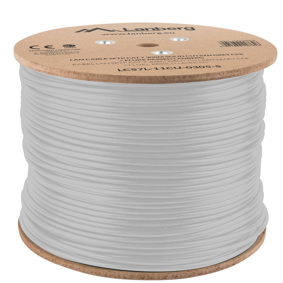 Door Fluke geteste LCS7L-11CU-0305-S 305 m stijve grijze Cat 7 FTP Ethernet-netwerkkabelhaspel