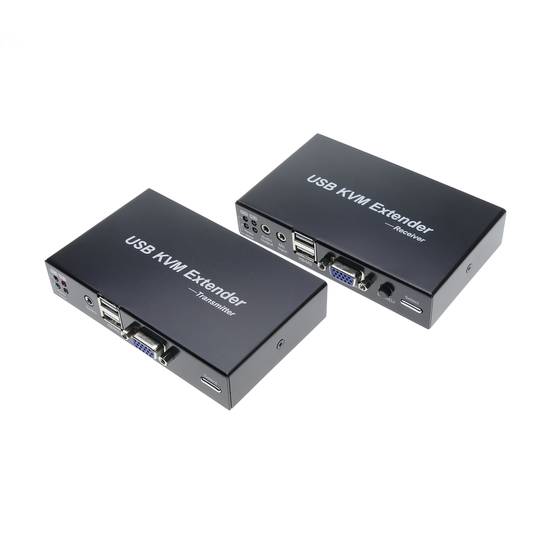 2-portowy przełącznik KVM z przedłużaczem KVM 100 m za pomocą kabla sieciowego STP 100 m