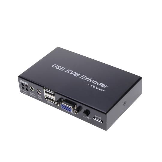 2-portowy przełącznik KVM z przedłużaczem KVM 100 m za pomocą kabla sieciowego STP 100 m