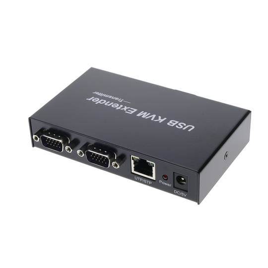 2-portowy przełącznik KVM z przedłużaczem KVM 100 m za pomocą kabla sieciowego STP 100 m