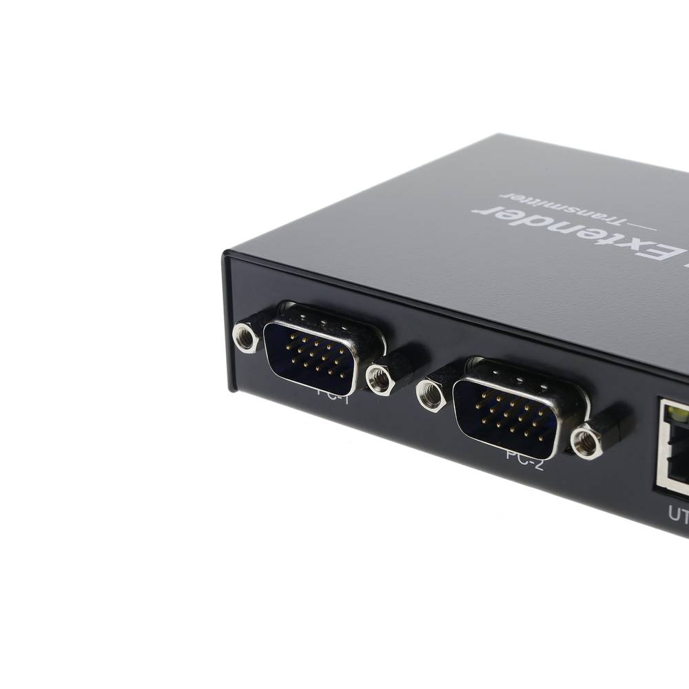 2-portowy przełącznik KVM z przedłużaczem KVM 100 m za pomocą kabla sieciowego STP 100 m