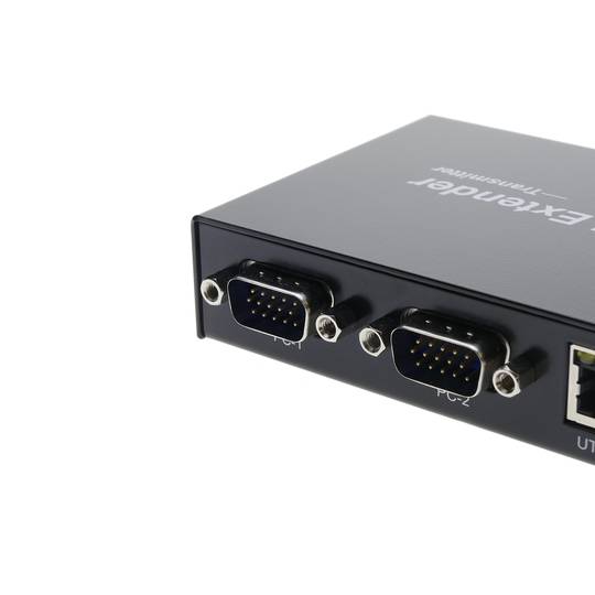 2-portowy przełącznik KVM z przedłużaczem KVM 100 m za pomocą kabla sieciowego STP 100 m