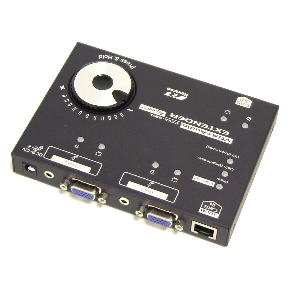 VGA en audio-extender via UTP op 900m. 300 m repeater