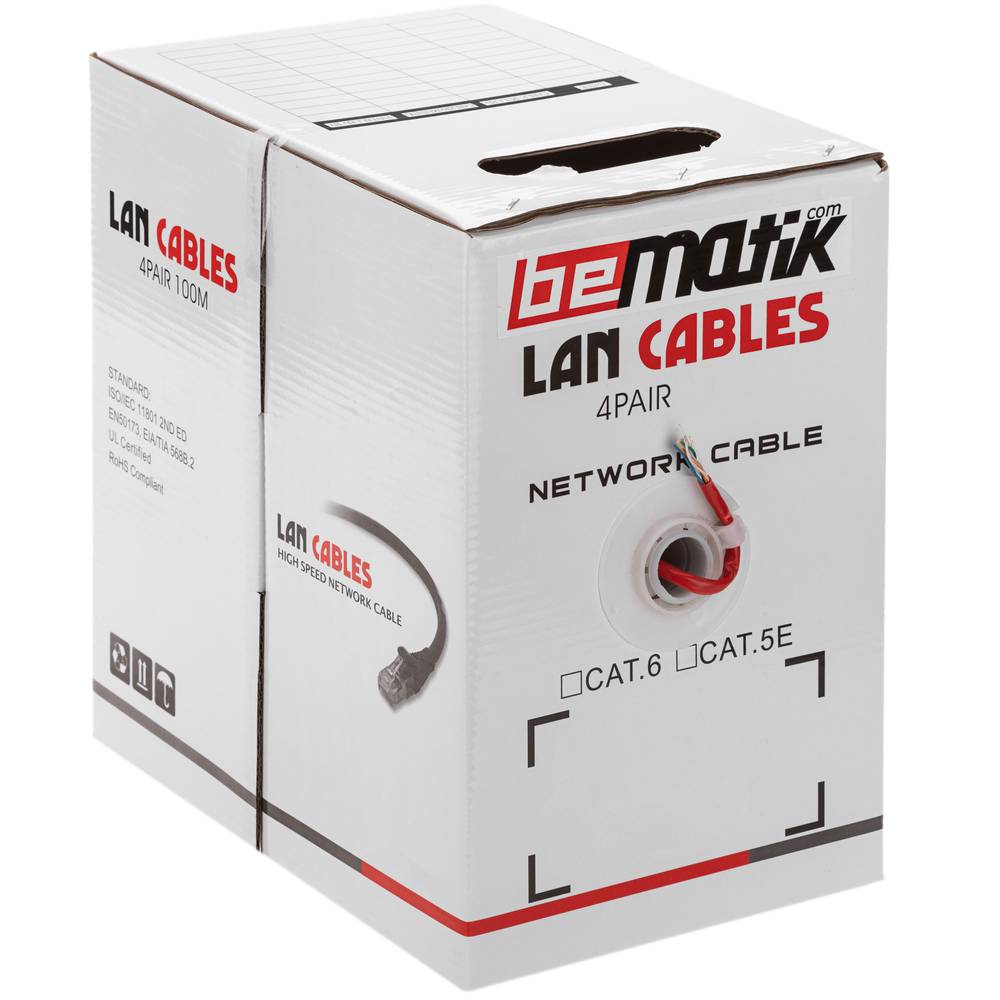 UTP kabelspoel categorie 5e 24AWG CCA star rood 100m