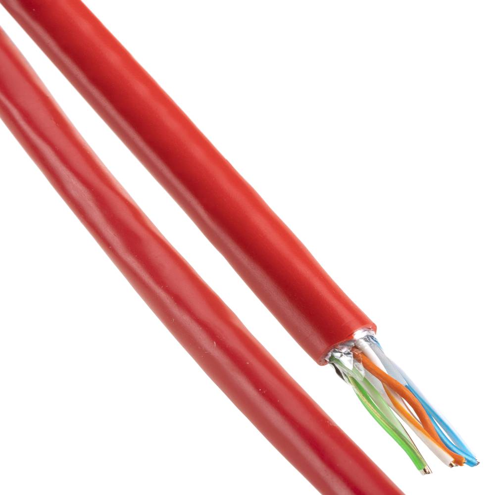 Categoria 6 FTP cabo da bobina CCA 24AWG vermelho sólido 100m