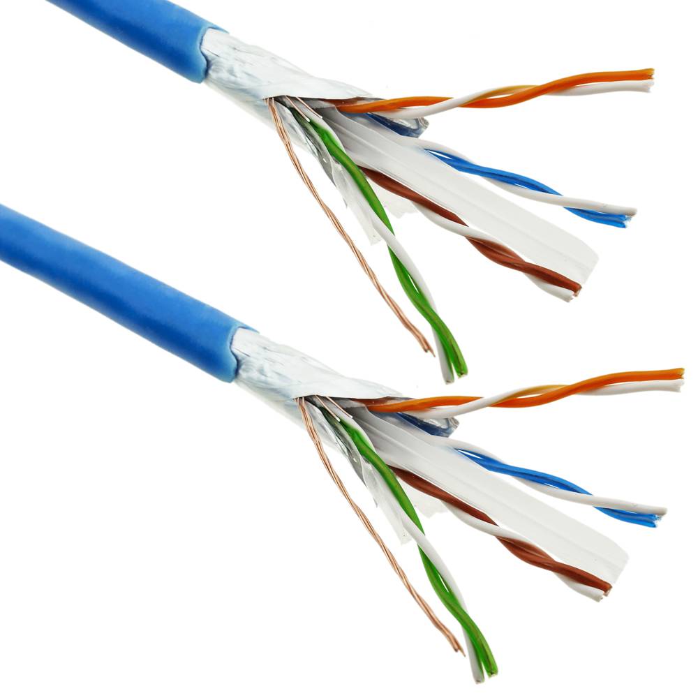 Category 6 FTP cable coil CCA 24AWG solid blue 100m