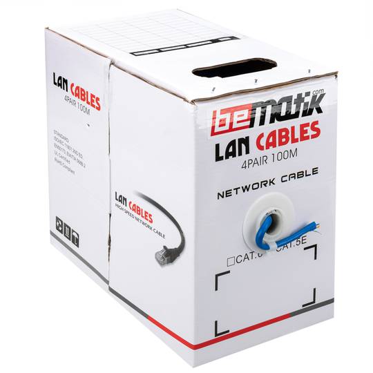 Category 6 FTP cable coil CCA 24AWG solid blue 100m