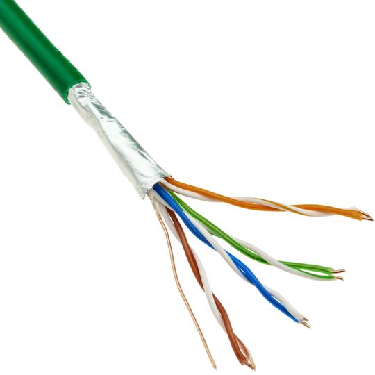 Coil cable category 5e FTP CCA 24AWG solid green 100m