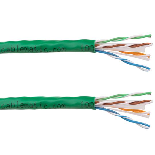 Bobina cable UTP categoría 6 24AWG CCA rígido verde 100m