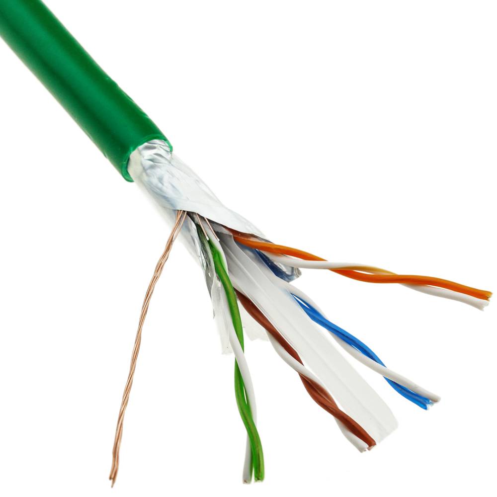 Categoria 6 FTP cavo bobina CCA 24AWG solid verde 100m