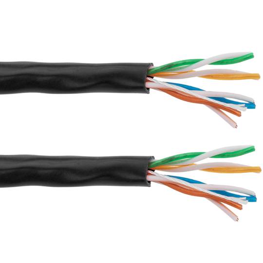 Enrouleur de câble réseau Ethernet rigide noir Cat.5e UTP CCA de 100 m