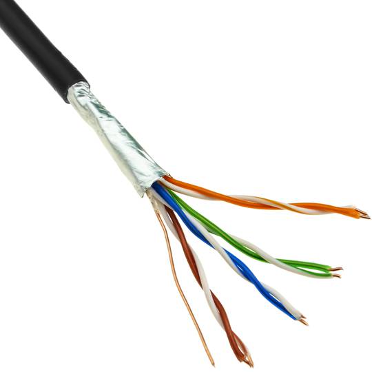 Coil câble de catégorie 5e FTP CCA 24AWG solid black 100m