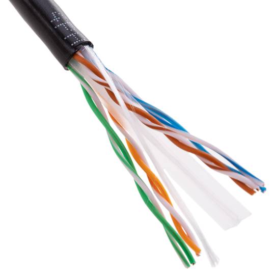Spool UTP Cat6 cable 24AWG CCA solid black 100m