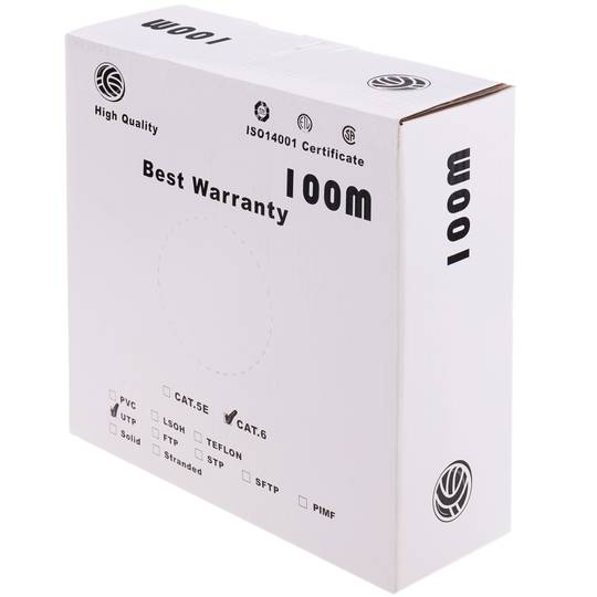 Spool UTP Cat6 cable 24AWG CCA solid black 100m