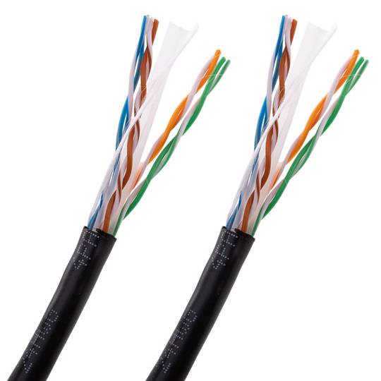 Spool UTP Cat6 cable 24AWG CCA solid black 100m