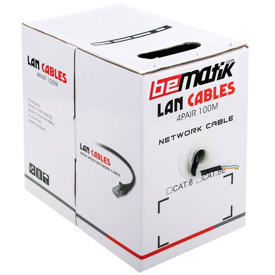 Bobina cable FTP categoria 6 24awg CCA rígid negre 100m