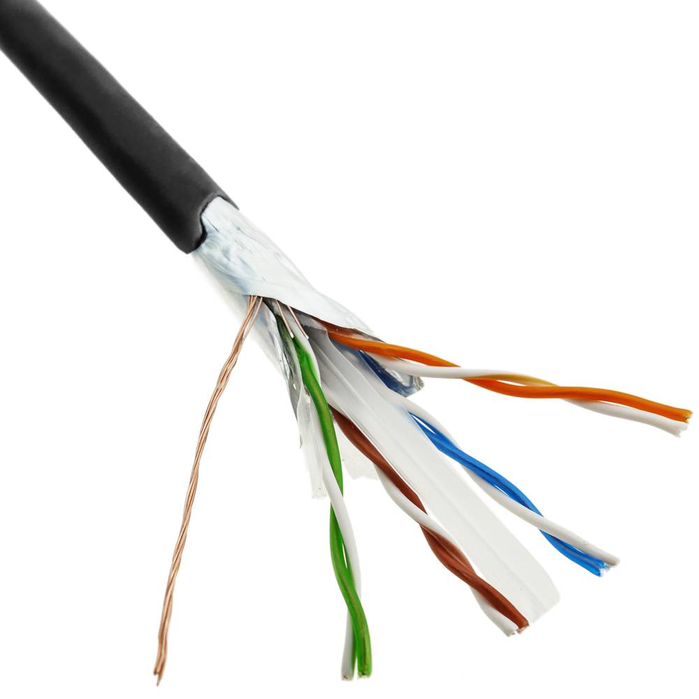 Bobina cable FTP categoria 6 24awg CCA rígid negre 100m