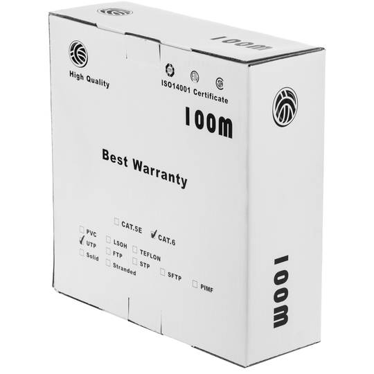 Kabel UTP Kategoria 6 24AWG CCA Sztywny biały 100m