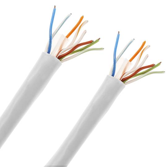 Bobina de cable de red ethernet Cat. 6 FTP CCA de 100 m rígido de color blanco