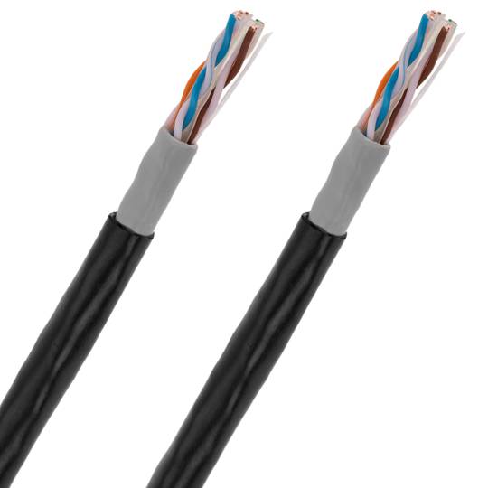 100 m schwarze Cat. 6 UTP CCA Ethernet-Netzwerkkabelrolle für den Außenbereich