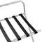 Opklapbare bagagerek met rug voor hotel en appartement in verchroomd metaal 554 x 475 x 725 mm