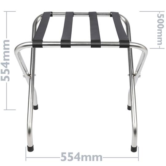Suport de maletes plegable per a hotel i apartament en metall cromat 554 x 500 x 554 mm