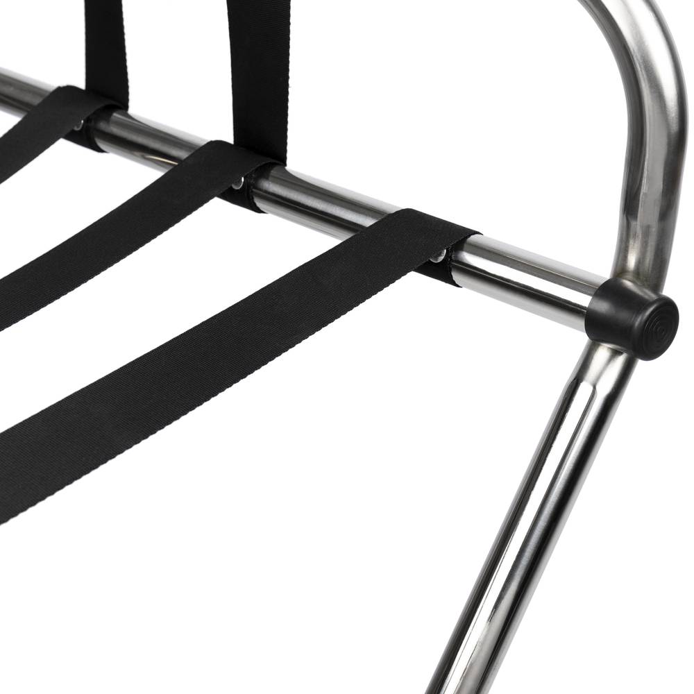 Portapacchi pieghevole con schienale per hotel e appartamento in metallo cromato 620 x 450 x 735 mm