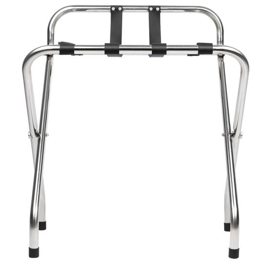 Portapacchi pieghevole con schienale per hotel e appartamento in metallo cromato 620 x 450 x 735 mm