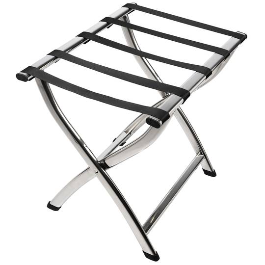 Porta-malas dobrável para hotel e apartamento em metal cromado 605 x 440 x 560 mm