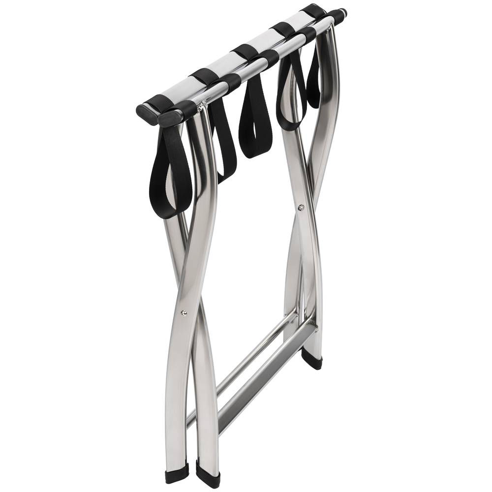 Porta-malas dobrável para hotel e apartamento em metal cromado 605 x 440 x 560 mm