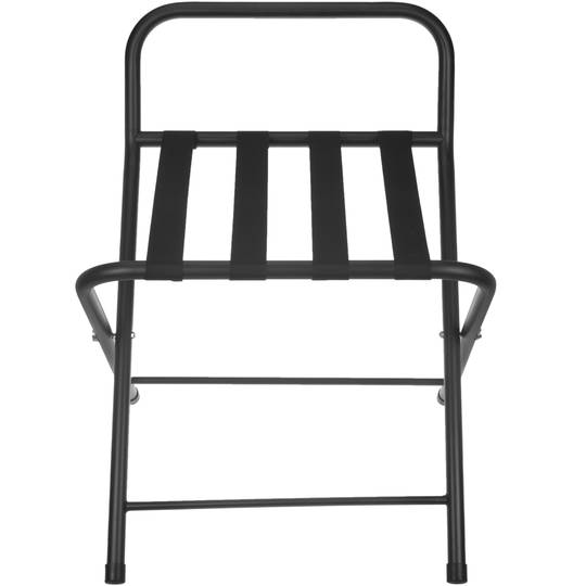 Klappbarer Kofferständer mit Rückenlehne für Hotel und Apartment aus schwarzem Metall 560 x 440 x 680 mm