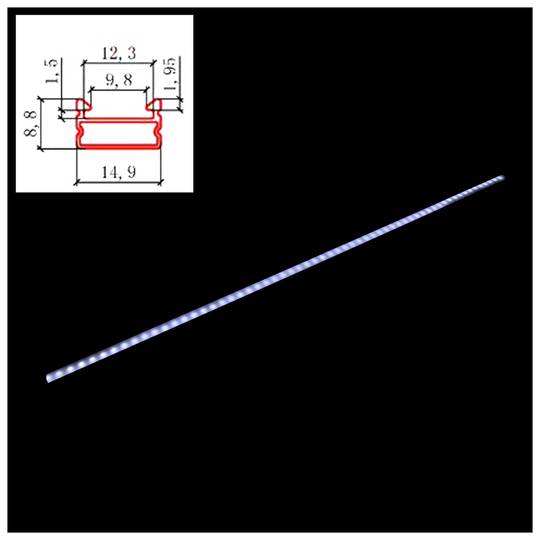 Bande en aluminium pour 12mm bande de LED taille 15x09x1000 mm