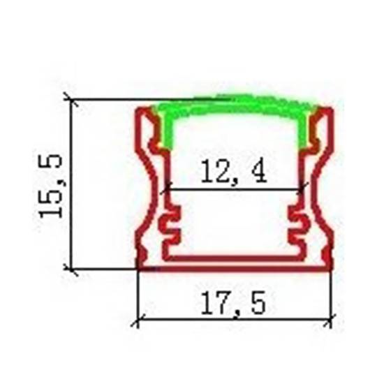 Regleta d'alumini per tira LED de 12mm de mida 18x16x1000 mm