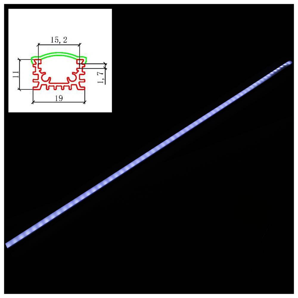 Bande en aluminium pour 15mm bande de LED taille 19x14x1000 mm