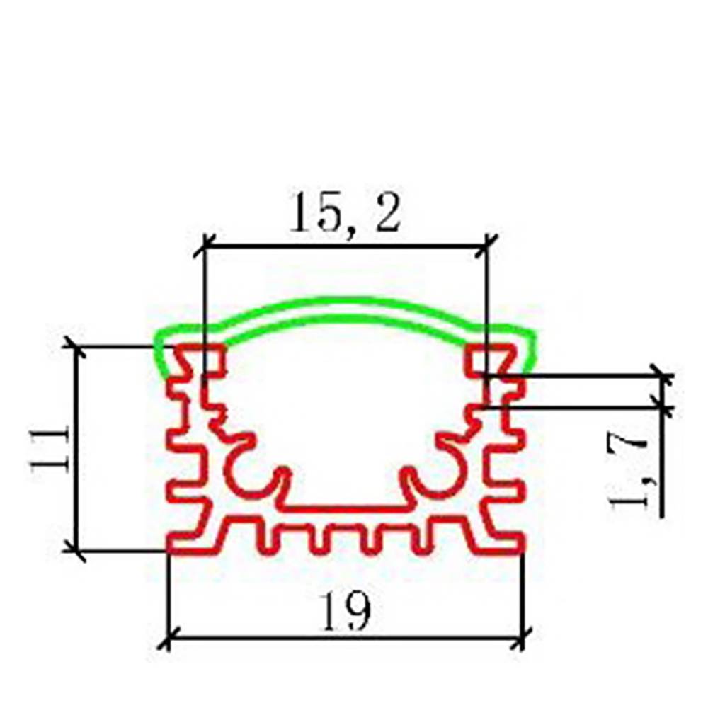 Bande en aluminium pour 15mm bande de LED taille 19x14x1000 mm