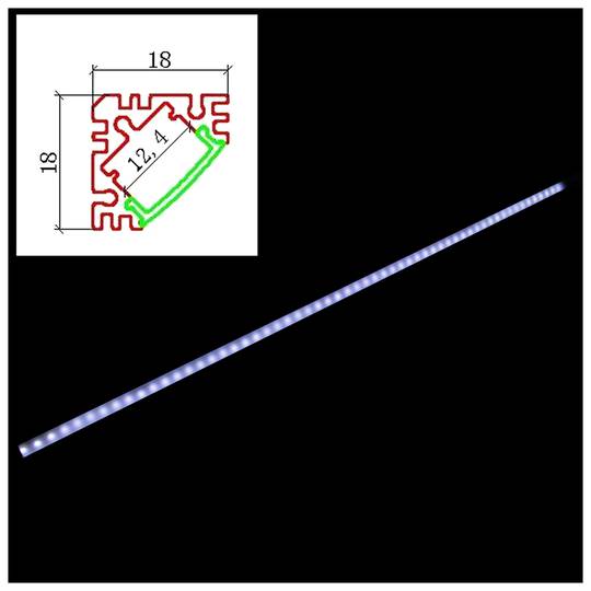 Aluminium strip voor 12mm LED strip maat 18x18x1000 mm